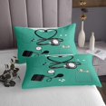thumbnail image 3 of Erosebridal Cartoon Medical Tool Coverlet Set Queen, Clothes Print Bedding Set, Green, 3pcs, 3 of 5