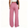 thumbnail image 5 of Yungyresw Gingham Pants Women Elastic Drawstring Waist Lightweight Casual Pants Straight Wide Leg Plaid Lounge Trousers Red XL, 5 of 8