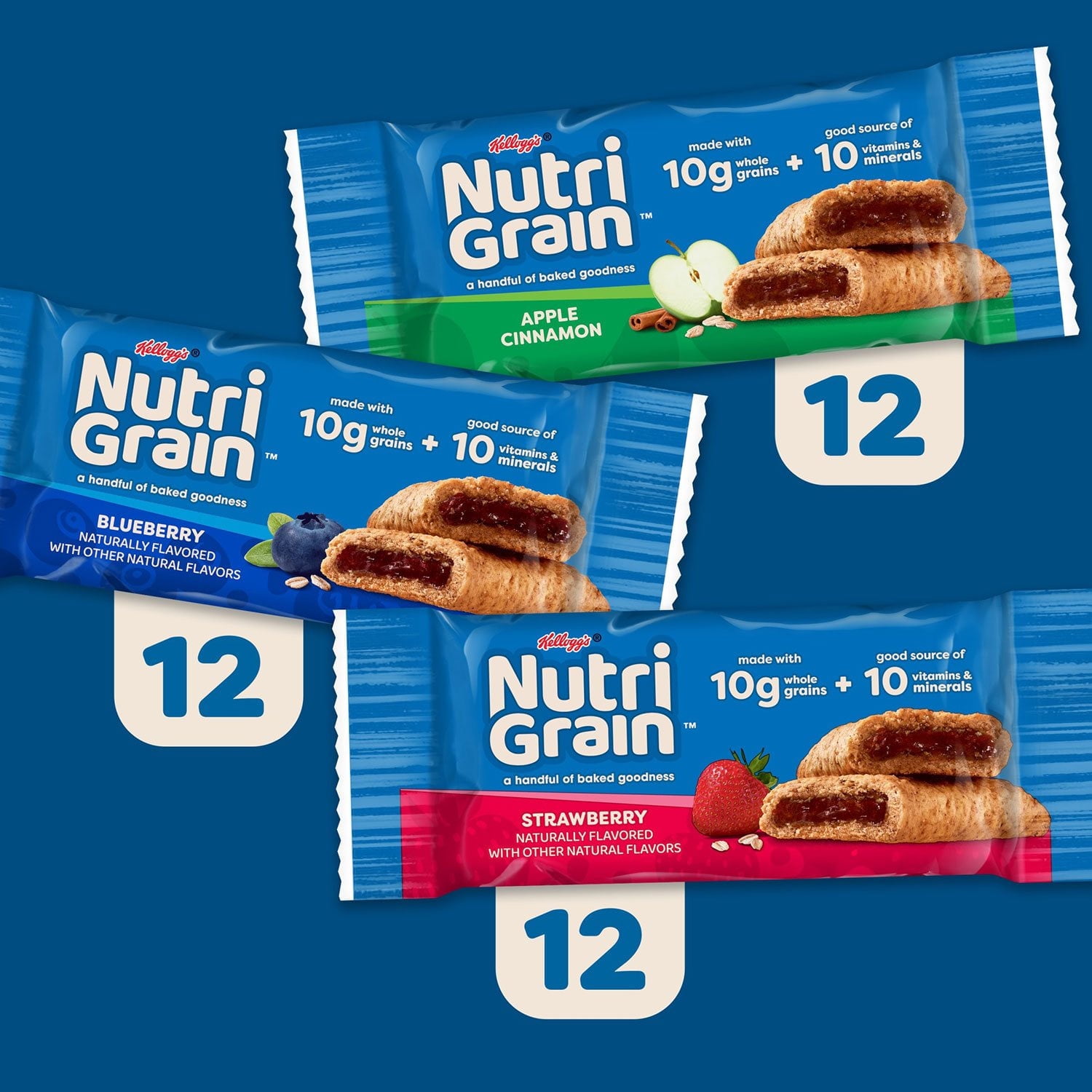 Nutri-Grain Soft Baked Variety Pack Cereal Bars, 1.3 oz, 36 Count With White Bowl By OMA