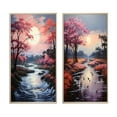 thumbnail image 2 of Designart "Silvery Waters of a Pink River II" Lake Framed Wall Art Set Of 2 - Pink Landscapes Gallery Wall Frame Set For Home Decor, 2 of 7