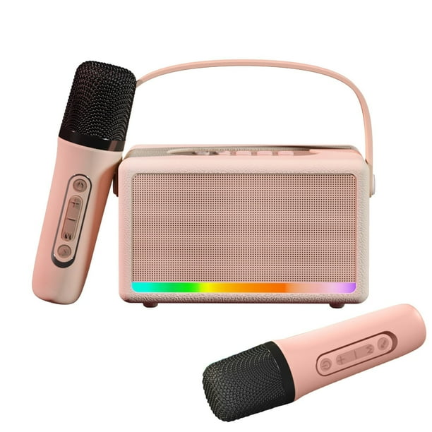 Pisexur Electrónica para Hombres Altavoz Karaoke Portátil para Exteriores Mini Micrófono Inalámbrico Micrófono para Cantar en Casa Máquina Integrada Altavoz Bluetooth con Dos Micrófonos Electrónica p