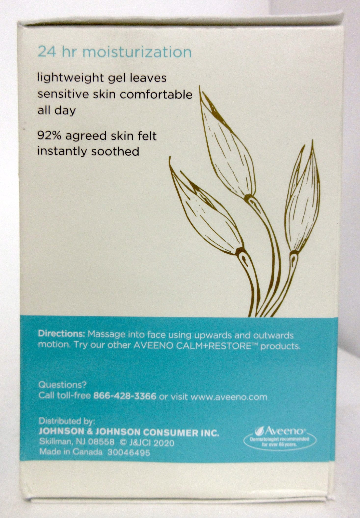 Aveeno Calm + Restore Oat Gel Facial Moisturizer for Sensitive Skin, Lightweight Gel Cream Face Moisturizer, 1.7 oz 1 Ea (Pack of 3)
