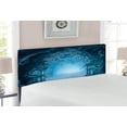 thumbnail image 2 of Fantasy Headboard, Passage Doorway Through Enchanted Foggy Palace Garden at Night View, Upholstered Decorative Metal Bed Headboard with Memory Foam, Full Size, Navy Blue and Grey, by Ambesonne, 2 of 4