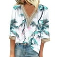 thumbnail image 2 of Xdegoge Womens 3/4 Sleeve T Shirts Floral V Neck T Shirts Tunic Fit Business Casual Tops Trendy Summer Tops 2025 Y2K Cute Boho Shirts Orders Placed By Me ofertas En white Xl, 2 of 5