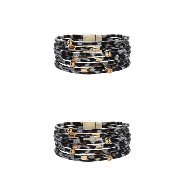 Minnieouse magnética Multicapas Hebilla magnética Accesorio de moda de cuero Regalos para el día de San Valentín Joyas Plata Gris Type2 NO2 Minnieouse CBP234382