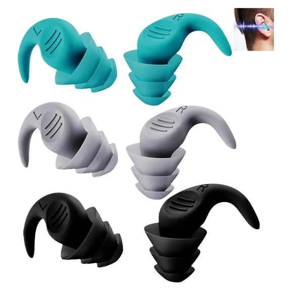 GJX 3 Pairs Noise Cancelling Ear Muffs for Sleeping Ear Plugs for Sleeping, Black, Blue