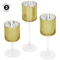 thumbnail image 2 of Koyal Wholesale Gold Long Stem Glass Candle Holder, Set of 3, 2 of 5