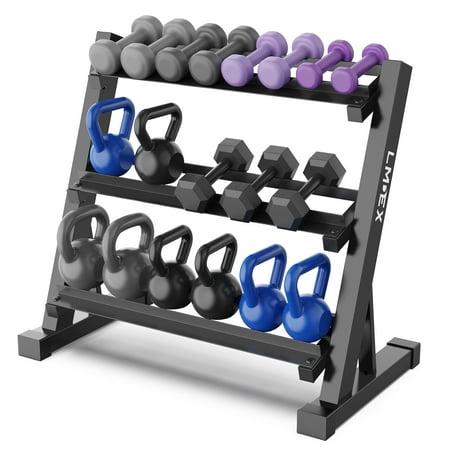 JX FITNESS 3 Tier Dumbbell Weight Rack Heavy Duty, Home Gym Dumbbell Storage Stand Holder, Black