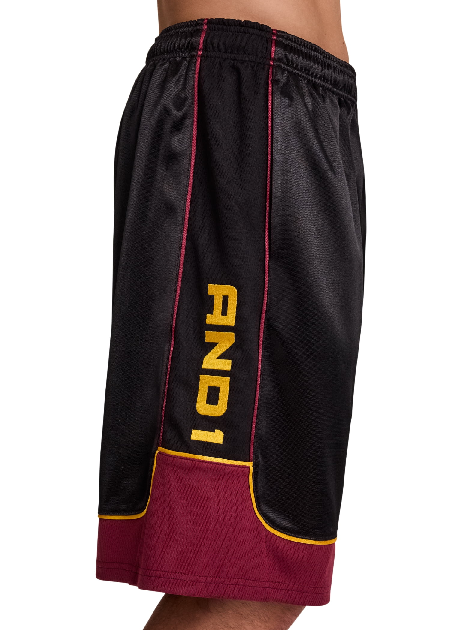 AND1 Men's and Big Men's All Court Colorblock Short, 11" inseam, up to Size 5XL
