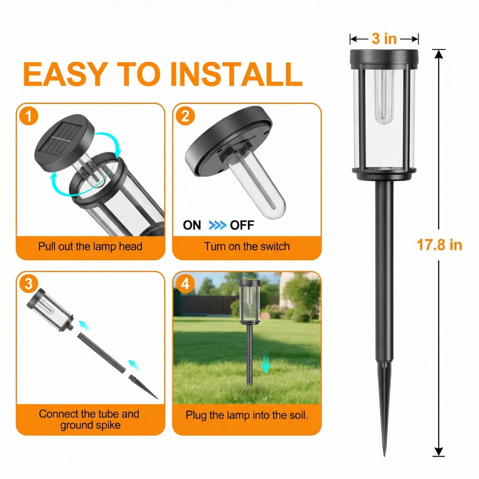 10 Pack Solar Pathway Lights Outdoor, Waterproof LED Solar Garden Lights with Warm White Glow, Dusk to Dawn Automatic Landscape Lighting for Yard, Lawn, Walkway