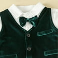 thumbnail image 4 of YTDSCS Toddler Kids Boys Suit 3PCS Outfits for 1-6 Years Baby Long Sleeve Shirt Gold Velvet Vest Jacket Gold Velvet Trousers Gentleman Set, 4 of 9