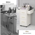 thumbnail image 6 of 4 EVER WINNER White & Gold Barber Cabinet with Gold Handles, Rolling Salon Storage Cart, 3 Drawers & 6 Hair Dryer Holders for Stylists Salon Home, 6 of 9