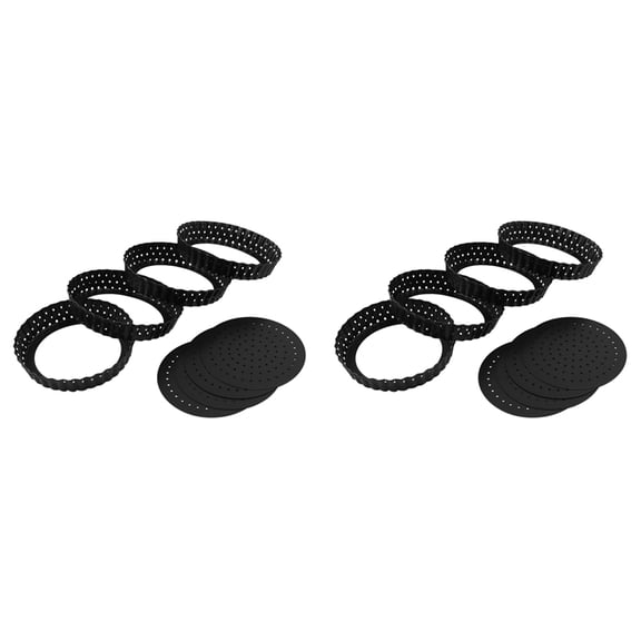 8 Pack Quiche Tart Pan,5 Inch Round Perforated Pizza Baking Tray Non-Stick Tart Tin with Holes for Cakes,Pies,Quiches