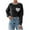 Black, variant on Womens Sweater Long Sleeved Printing Round Neck Casual Solid Color Pullover Sweater Black M Sweater for Women