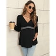 thumbnail image 2 of Yesfashion Womens Maternity Shirts Long Sleeve Pregnancy Tops Casual V Neck Knit Pregnant Blouses, 2 of 5