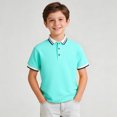 thumbnail image 6 of Miluxas Boys Henley Short Sleeve Shirt Tee Cotton Button Front T-Shirt Breathable Tshirts Green 4-5 Years, 6 of 7