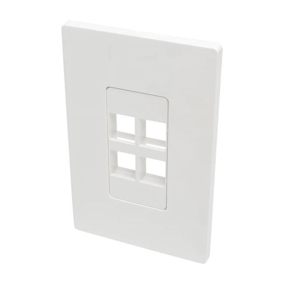 Single-Gang 4-Port Universal Keystone Wall Plate, White
