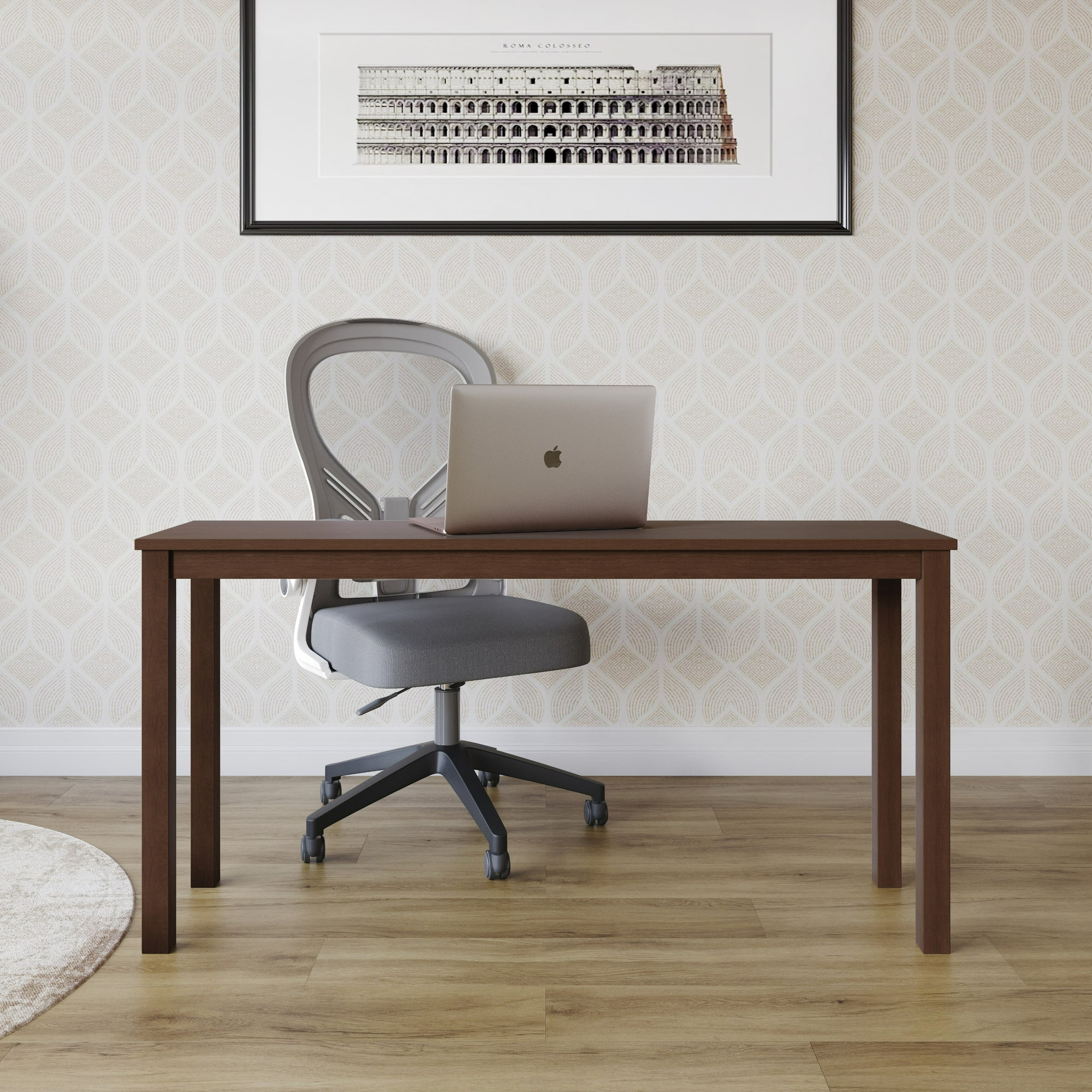 Home Design Camden Writing Desk with Spacious Tabletop and Sturdy Legs, Modern Streamlined Design for Home Office, Study Nook, or Living Space, Brown
