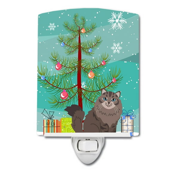 Caroline's Treasures BB4430CNL Siberian Cat Merry Christmas Tree Ceramic Night Light, 6x4x3", multicolor