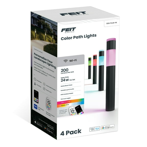 Feit Electric integrated LED Bulb Plug-In Smart Color-Changing RGBW Tunable White Path Light 4-Pack