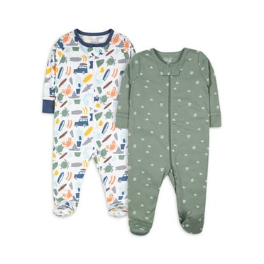 Little Star Organic Baby Boy 2Pk Sleep n Play, Size NB-9M