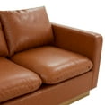 thumbnail image 6 of LeisureMod Nervo Modern Leather Upholstered Sofa With Gold Frame in Cognac Tan, 6 of 8