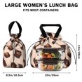 thumbnail image 5 of Beige and Brown Of Leopard Print Drawstring Lunch Bag Women - Drawstring Lunch Bag Insulated for Work Office - Stain-Resistant Large Lunchbags for Women with Multi-Pockets, 5 of 6