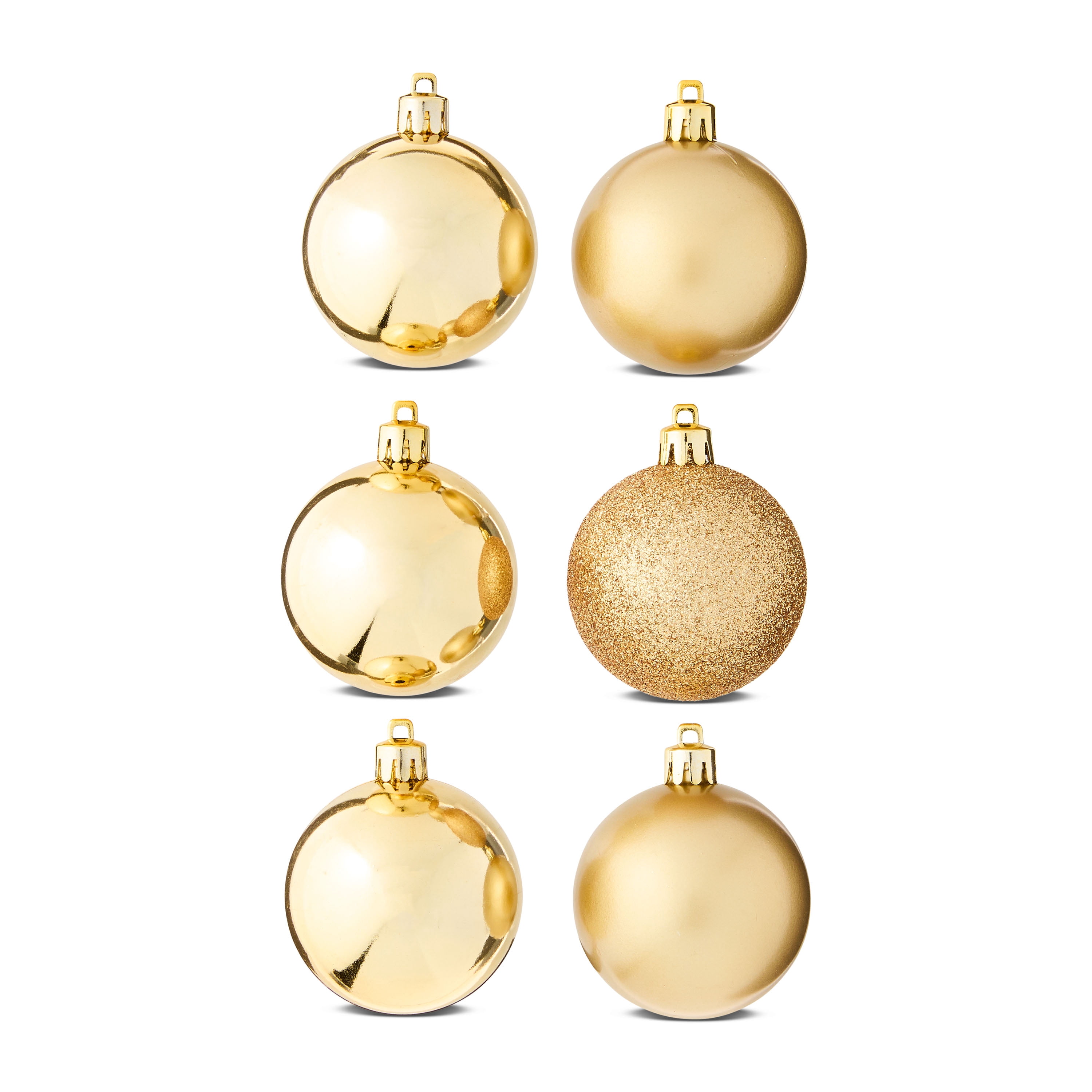 24-Count Gold Shatterproof Multi-Textured Christmas Ornaments, 2.36 in, by Holiday Time