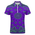thumbnail image 4 of Classic Paisley Bandana, Purple And Green Men Zipper T-shirt Summer Casual Short Sleeve T-shirt Top, 4 of 7