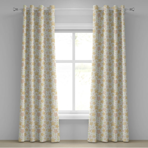 Ambesonne Stars Grommet Curtain, Abstract Heavenly Bodies, 50" x 72", Pale Yellow Marigold