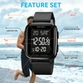 thumbnail image 6 of SKMEI Men's Digital Multifunction Watch Outdoor Casual Square 50M Waterproof Led Light Wristwatch, 6 of 9