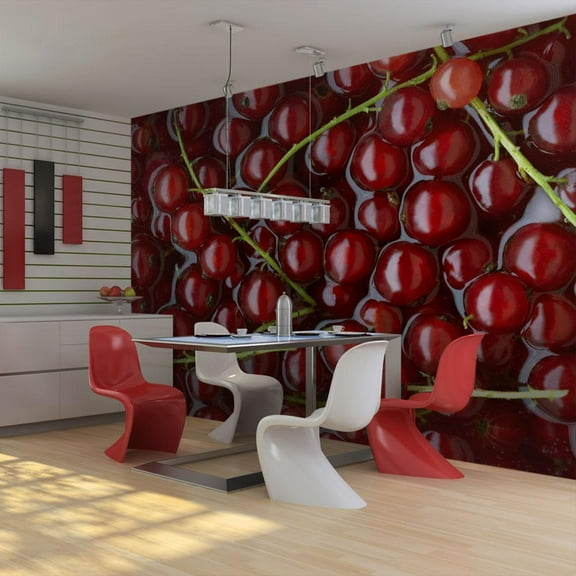 Tiptophomedecor Kitchen Wallpaper Wall Mural - Redcurrants Bathed In Water