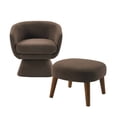 thumbnail image 4 of Newest Swivel Lounge Chair with Ottoman, 360° Rotating Modern Accent Chair Set, Compact for Small Space & Corner,Brown, 4 of 6