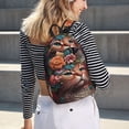 thumbnail image 5 of Disketp Flower Crown Cat print Canvas Backpack Lightweight Travel Daypack Student Rucksack Laptop Backpack-, 5 of 5