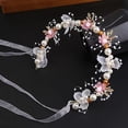 thumbnail image 4 of Flower Crown Headband for Kids Pearl Flower Hairband for Little Girls Braided Hair Accessory, 4 of 10