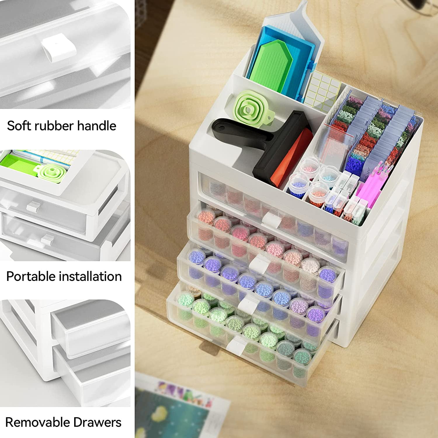 ARTDOT 192 Jar Diamond Painting Drill Storage Organizer, Stackable Bead Containers with Lids for Craft Supplies