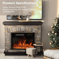 thumbnail image 5 of Waleaf Electric Fireplace with Mantel, 36 inch Freestanding Stone Fireplace Heater TV Stand with Remote Control, 5 of 9