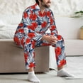 thumbnail image 7 of Logiee Leaves And Flowers Print Mens Long Sleeve Pajama Set,Notched Collar Pajamas for Men, Men's Sleepwear,Mens Sleepwear with Pockets & Button Down-Medium, 7 of 7