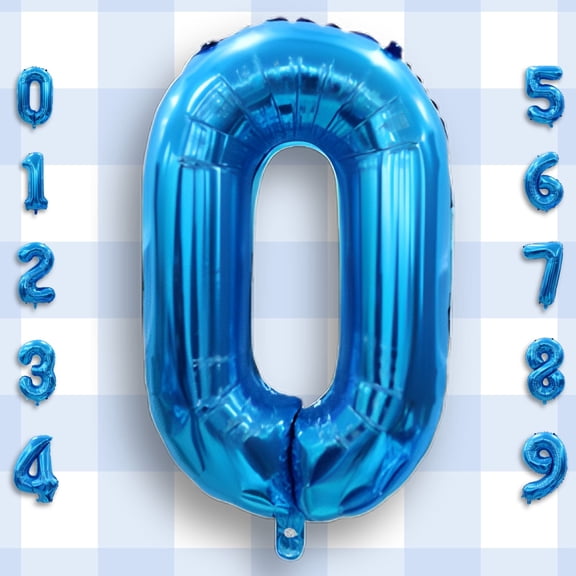 Blue Number 0 Balloon 40" - Mylar Foil Helium or Air Inflatable Metallic Balloons for Birthday Party, Anniversary, Graduation & NYE 2026 Decorations