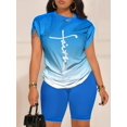 thumbnail image 2 of Conjunto Casual Diario De Dos Piezas, Camisetas De Manga Corta Con Estampado De Letras Faith Y Conjuntos De Pantalones Cortos Sólidos, Ropa De Mujer, 2 of 4