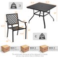 thumbnail image 3 of Costway 5PCS Patio Dining Furniture Set Stackable Chairs Armrest Square Table, 3 of 6