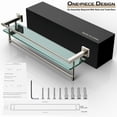 thumbnail image 4 of Woindo Bathroom Glass Shelf with Full-coverage Railing, Floating Tempered Glass Bathroom Wall Shelf Rectangle 20 Inch Over The Toilet Storage Cabinet, Towels, Gaming Floating Shelves, 4 of 8