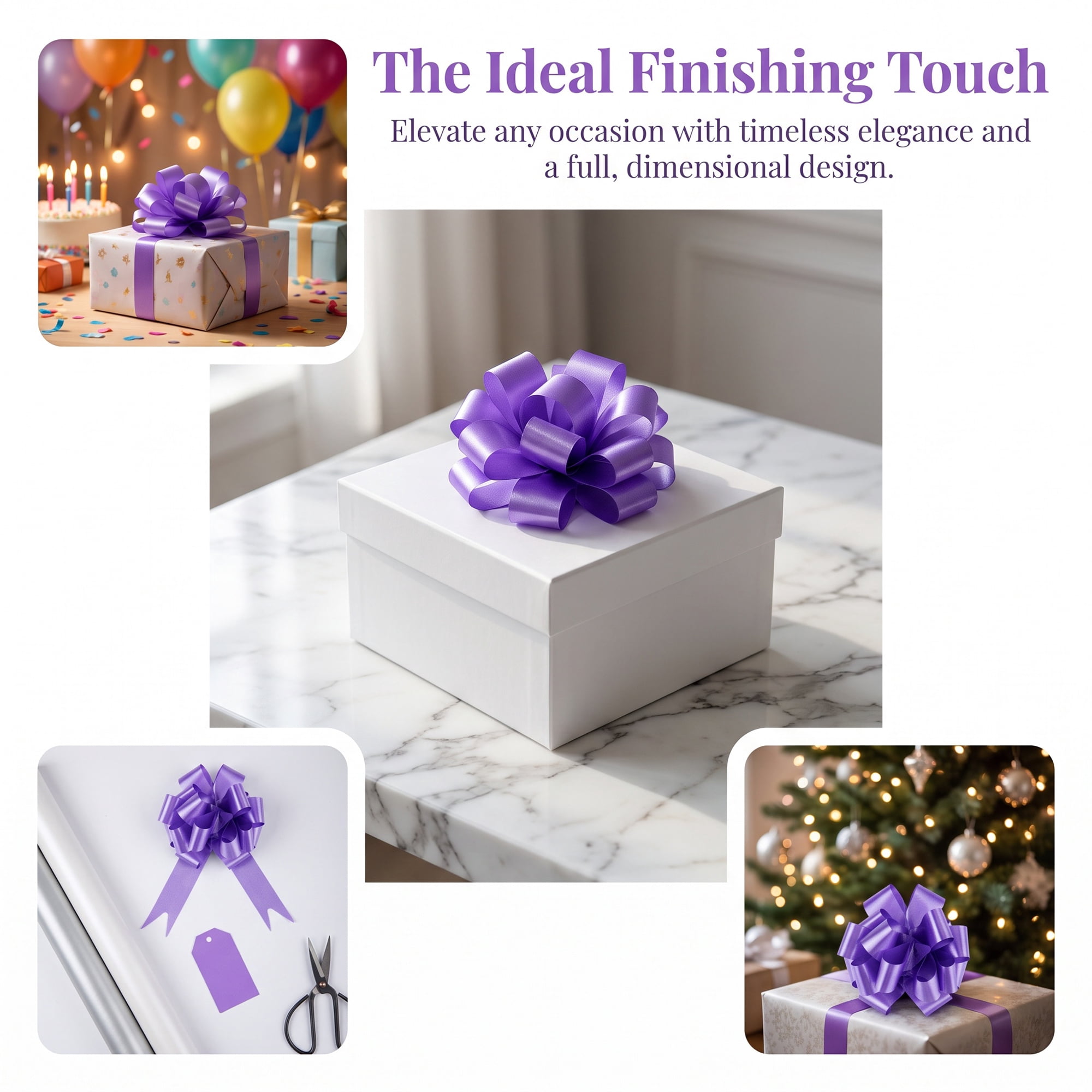 Unique Bargains Crush-Resistant Metallic Bows for Gift Wrapping and Decoration Purple