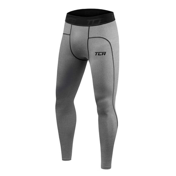 TCA Youth Boys' Compression Leggings Athletic Base Layer Tights Thermal Pants - Youth Boys Leggings Sports for Kids - Grey Marl, 6-8 Years