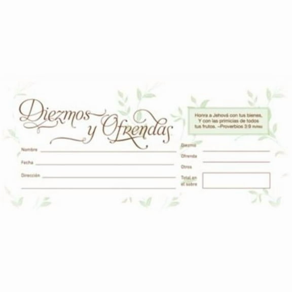 B & H Publishing 075330 Span Offering Envelope - Tithe & offering, Pack of 100