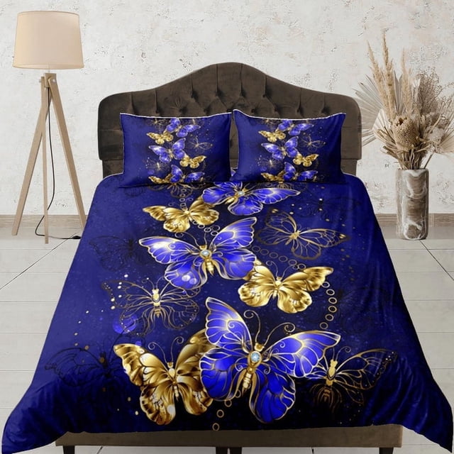 Mariposa Juego de Funda Nórdica Púrpura Colcha, Dormitorio Ropa de cama con funda de almohada