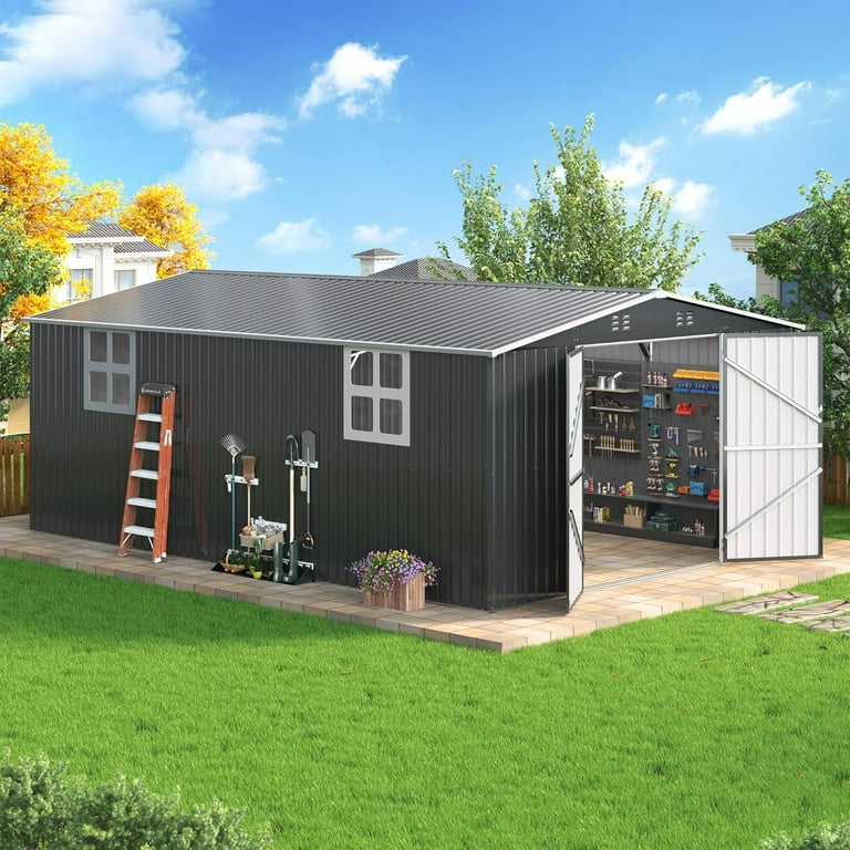 NETAJE 12'x18' Outdoor Metal Storage Garden Shed, Extra Large