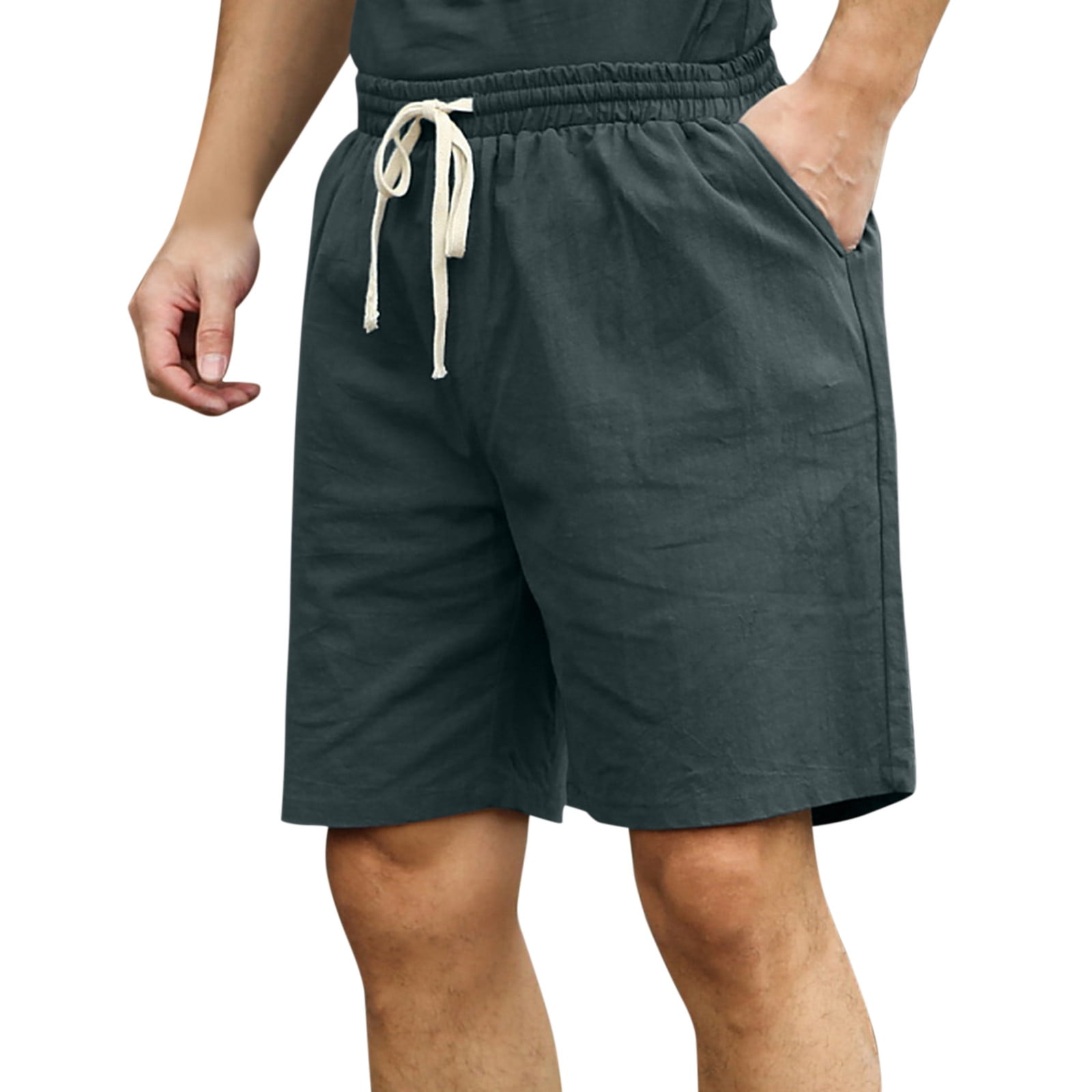 Short Bermudas Homme En Velours Côtelé - Pantacourt Décontracté Élastique - Poches - Pour Sport, Plage, Yoga - Été - 9