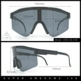 thumbnail image 3 of Boys Kid Size Large Shield Rimless Sport MTB Plastic Sunglasses All Black, 3 of 8