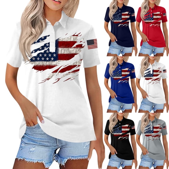 Women's 250 Year American Anniversary Shirt Patriots Short Sleeve Polo Shirts Freedom Fashion Independence Day T-Shirts - Polo Shirt 4Th of July Shirt Independence Day commemoration Top Black L